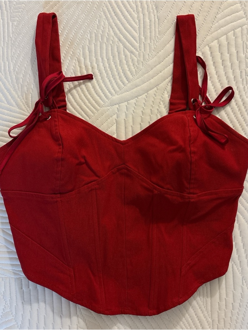 Garage Red Cropped Bustier Tank Top